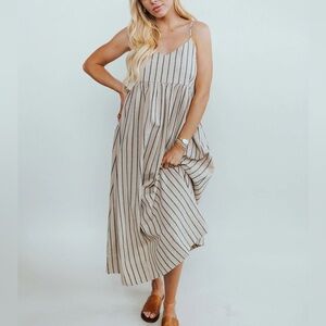 Henly Black and Tan Striped Maxi SunDress